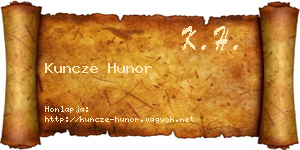 Kuncze Hunor névjegykártya